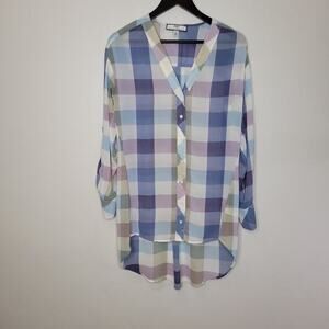 hilary radley blouse top women‎ size small sheer button down